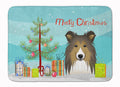 Christmas Tree and Sheltie Memory Foam Kitchen Mat Machine Washable Anti-Fatigue Cushion Comfort Bath or Kitchen Rug