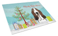 Christmas Tree and Basset Hound Cutting Board Tempered Glass Kitchen Cutting Surface, Heat Resistant Chopping, Non-Slip Feet, Food Prep & Serving