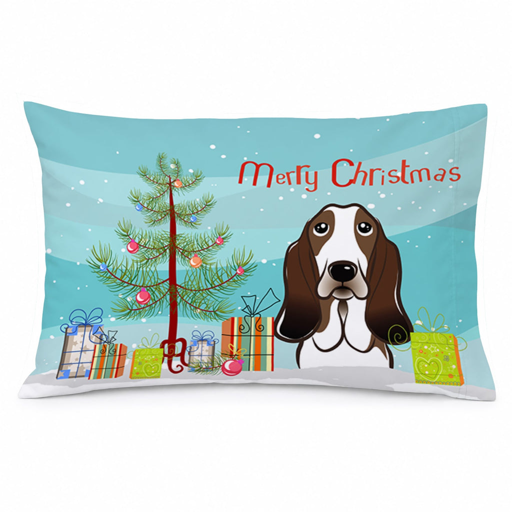 Christmas Tree and Basset Hound Standard Pillowcase Lightweight Super Soft Easy Care Decorative Artwork Pillowcase, Standard