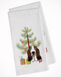 Christmas Tree and Basset Hound Kitchen Towel Set of 2 White Dish Towels Decorative Bathroom Hand towel for Hand, Face, Hair, Yoga, Tea, Dishcloth, 19 X 28", White