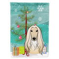 Christmas Tree and Afghan Hound House Flag 28x40 Porch Sleeve Pole Decorative Outside Yard Banner Artwork Wall Hanging, Polyester