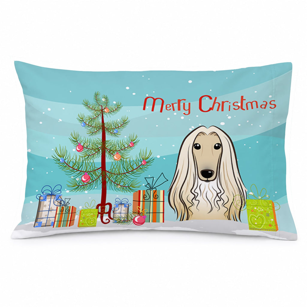 Christmas Tree and Afghan Hound Standard Pillowcase Lightweight Super Soft Easy Care Decorative Artwork Pillowcase, Standard