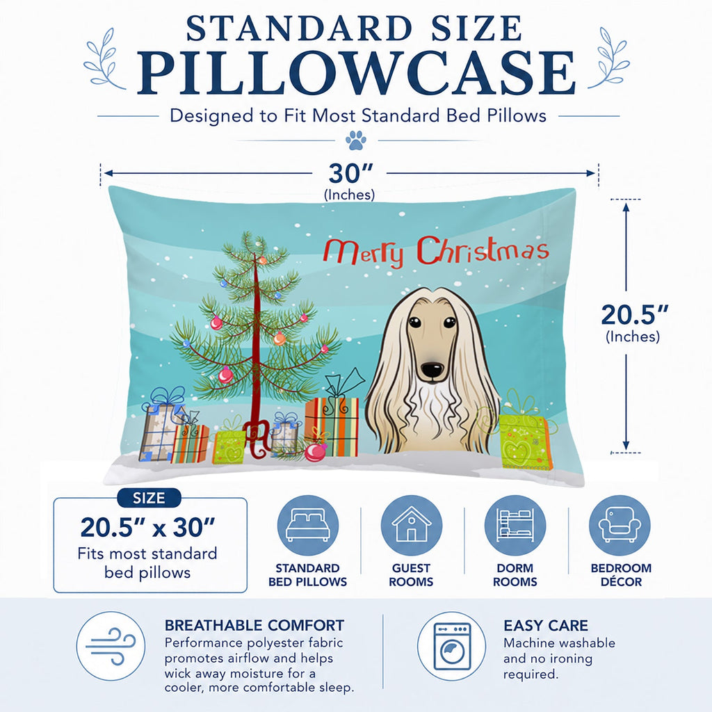 Christmas Tree and Afghan Hound Standard Pillowcase Lightweight Super Soft Easy Care Decorative Artwork Pillowcase, Standard
