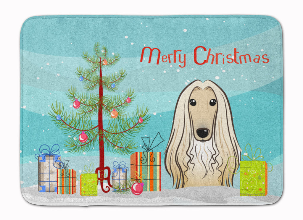 Christmas Tree and Afghan Hound Memory Foam Kitchen Mat Machine Washable Anti-Fatigue Cushion Comfort Bath or Kitchen Rug