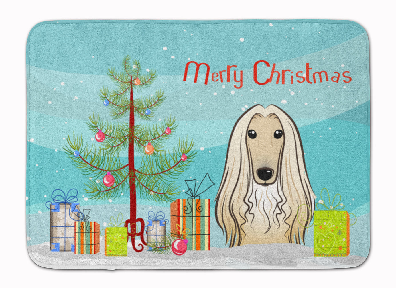 Christmas Tree and Afghan Hound Memory Foam Kitchen Mat Machine Washable Anti-Fatigue Cushion Comfort Bath or Kitchen Rug