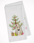Christmas Tree and Afghan Hound Kitchen Towel Set of 2 White Dish Towels Decorative Bathroom Hand towel for Hand, Face, Hair, Yoga, Tea, Dishcloth, 19 X 28", White