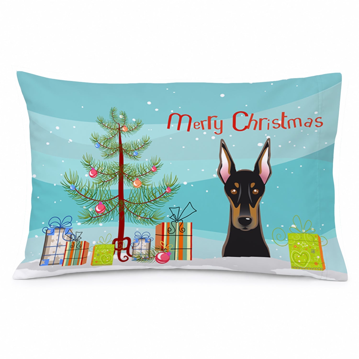 Christmas Tree and Doberman Standard Pillowcase Lightweight Super Soft Easy Care Decorative Artwork Pillowcase, Standard