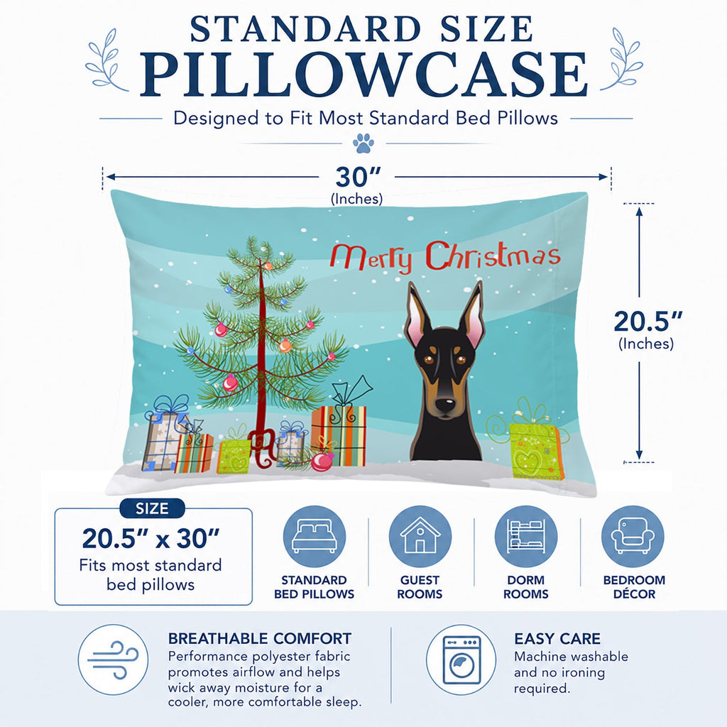 Christmas Tree and Doberman Standard Pillowcase Lightweight Super Soft Easy Care Decorative Artwork Pillowcase, Standard