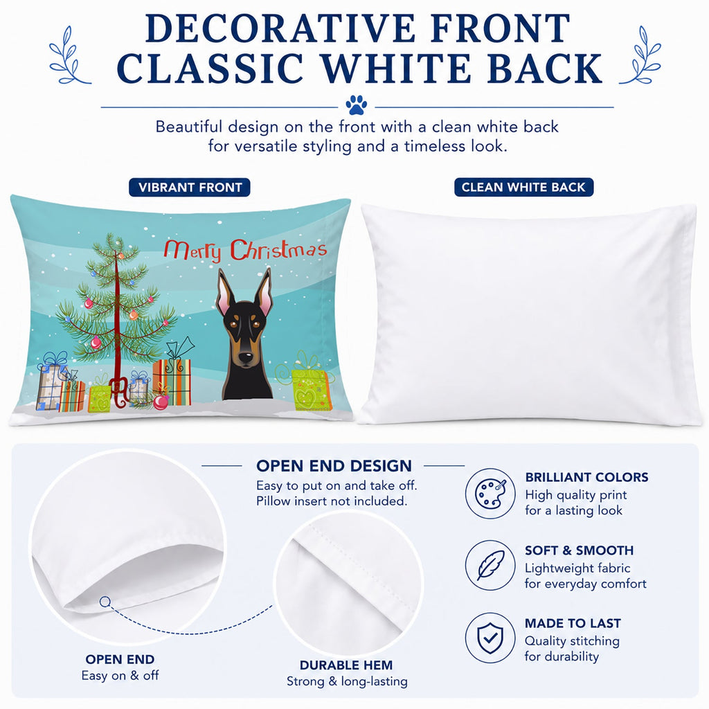 Christmas Tree and Doberman Standard Pillowcase Lightweight Super Soft Easy Care Decorative Artwork Pillowcase, Standard