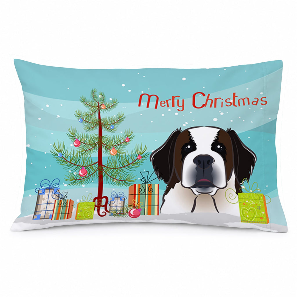 Christmas Tree and Saint Bernard Standard Pillowcase Lightweight Super Soft Easy Care Decorative Artwork Pillowcase, Standard