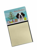Christmas Tree and Saint Bernard Watercolor Sticky Note Holder Refillable Dispenser Desk Accessory 3x3 Pad Gift