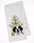 Christmas Tree and Saint Bernard Kitchen Towel Set of 2 White Dish Towels Decorative Bathroom Hand towel for Hand, Face, Hair, Yoga, Tea, Dishcloth, 19 X 28", White