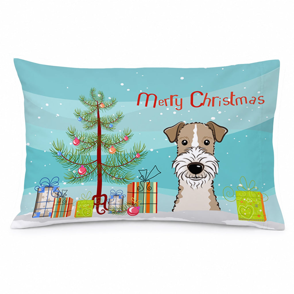 Christmas Tree and Wire Haired Fox Terrier Standard Pillowcase Lightweight Super Soft Easy Care Decorative Artwork Pillowcase, Standard