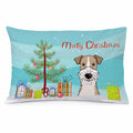 Christmas Tree and Wire Haired Fox Terrier Standard Pillowcase Lightweight Super Soft Easy Care Decorative Artwork Pillowcase, Standard