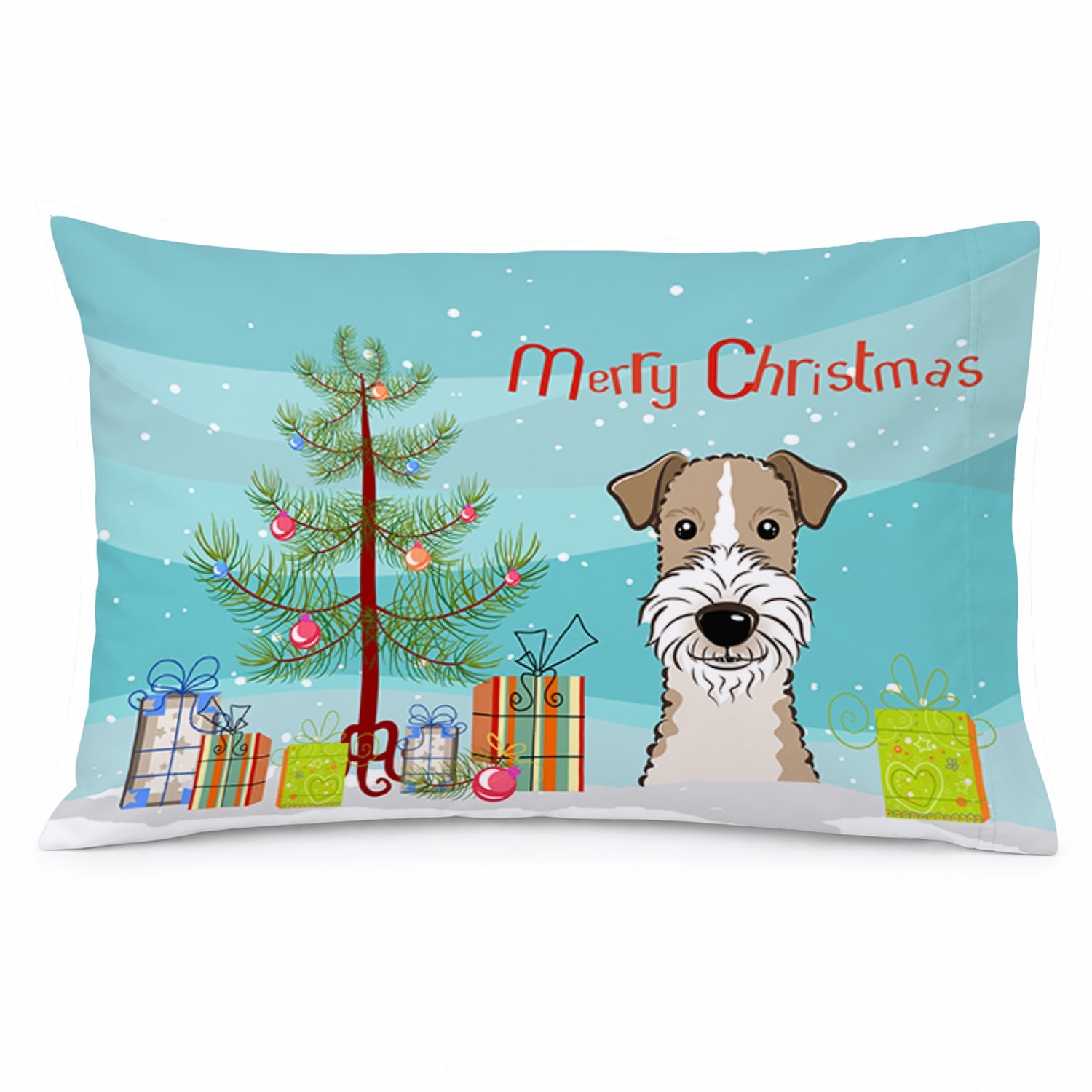Christmas Tree and Wire Haired Fox Terrier Standard Pillowcase Lightweight Super Soft Easy Care Decorative Artwork Pillowcase, Standard