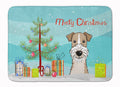 Christmas Tree and Wire Haired Fox Terrier Memory Foam Kitchen Mat Machine Washable Anti-Fatigue Cushion Comfort Bath or Kitchen Rug