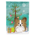 Christmas Tree and Papillon House Flag 28x40 Porch Sleeve Pole Decorative Outside Yard Banner Artwork Wall Hanging, Polyester