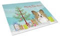 Christmas Tree and Papillon Cutting Board Tempered Glass Kitchen Cutting Surface, Heat Resistant Chopping, Non-Slip Feet, Food Prep & Serving