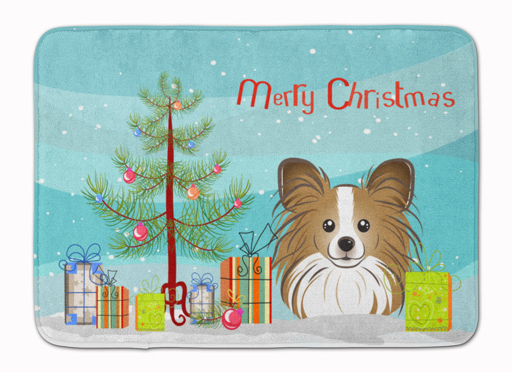 Christmas Tree and Papillon Memory Foam Kitchen Mat Machine Washable Anti-Fatigue Cushion Comfort Bath or Kitchen Rug