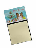 Christmas Tree and Papillon Watercolor Sticky Note Holder Refillable Dispenser Desk Accessory 3x3 Pad Gift