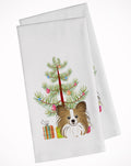 Christmas Tree and Papillon Kitchen Towel Set of 2 White Dish Towels Decorative Bathroom Hand towel for Hand, Face, Hair, Yoga, Tea, Dishcloth, 19 X 28", White