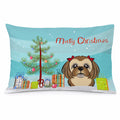 Christmas Tree and Chocolate Brown Shih Tzu Standard Pillowcase Lightweight Super Soft Easy Care Decorative Artwork Pillowcase, Standard