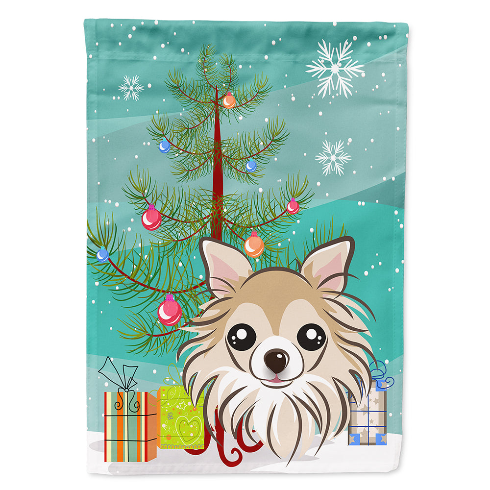 Christmas Tree and Chihuahua House Flag 28x40 Porch Sleeve Pole Decorative Outside Yard Banner Artwork Wall Hanging, Polyester