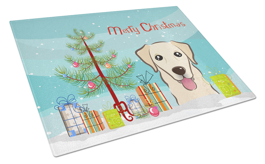 Christmas Tree and Golden Retriever Cutting Board Tempered Glass Kitchen Cutting Surface, Heat Resistant Chopping, Non-Slip Feet, Food Prep & Serving
