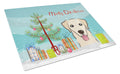 Christmas Tree and Golden Retriever Cutting Board Tempered Glass Kitchen Cutting Surface, Heat Resistant Chopping, Non-Slip Feet, Food Prep & Serving