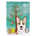Christmas Tree and Sable Corgi House Flag 28x40 Porch Sleeve Pole Decorative Outside Yard Banner Artwork Wall Hanging, Polyester