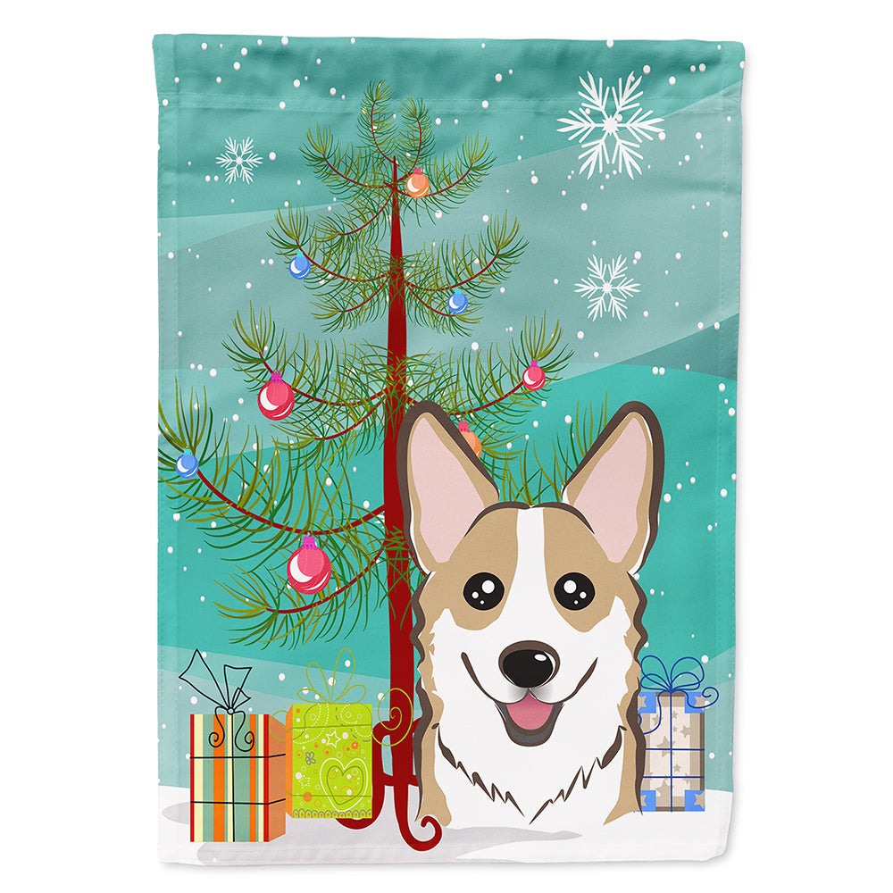 Christmas Tree and Sable Corgi House Flag 28x40 Porch Sleeve Pole Decorative Outside Yard Banner Artwork Wall Hanging, Polyester