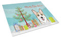 Christmas Tree and Sable Corgi Cutting Board Tempered Glass Kitchen Cutting Surface, Heat Resistant Chopping, Non-Slip Feet, Food Prep & Serving