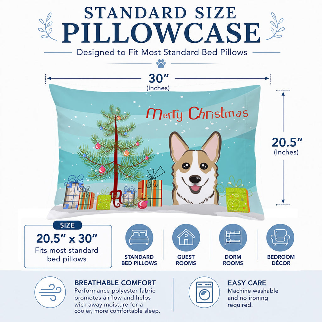 Christmas Tree and Sable Corgi Standard Pillowcase Lightweight Super Soft Easy Care Decorative Artwork Pillowcase, Standard