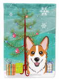 Christmas Tree and Red Corgi House Flag 28x40 Porch Sleeve Pole Decorative Outside Yard Banner Artwork Wall Hanging, Polyester