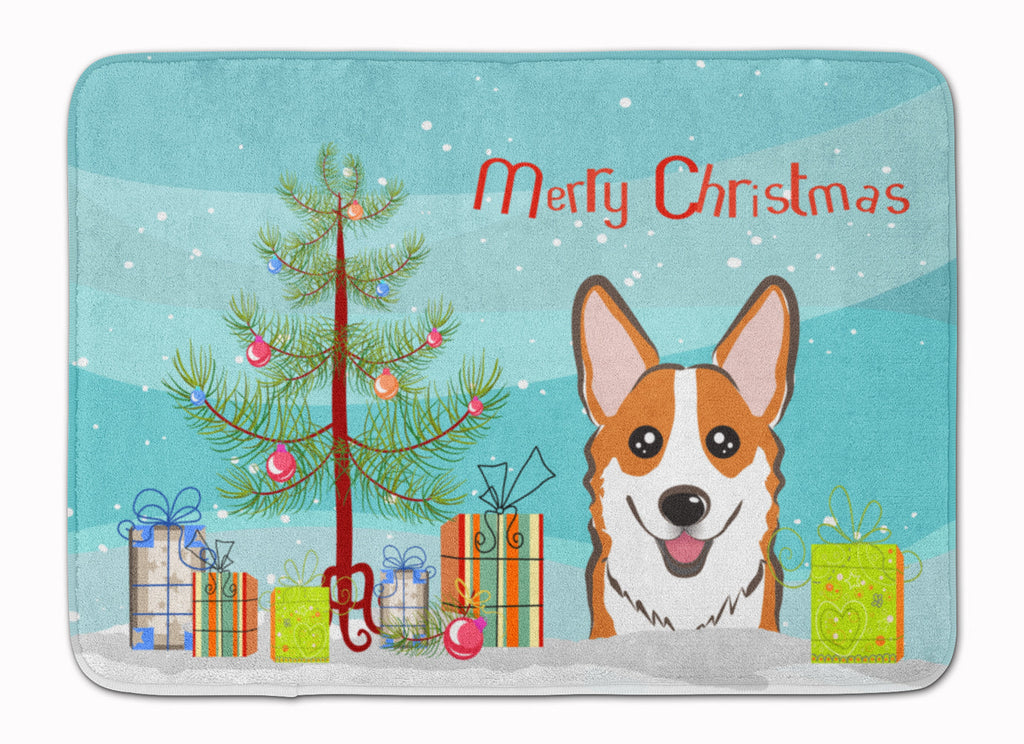 Christmas Tree and Red Corgi Memory Foam Kitchen Mat Machine Washable Anti-Fatigue Cushion Comfort Bath or Kitchen Rug