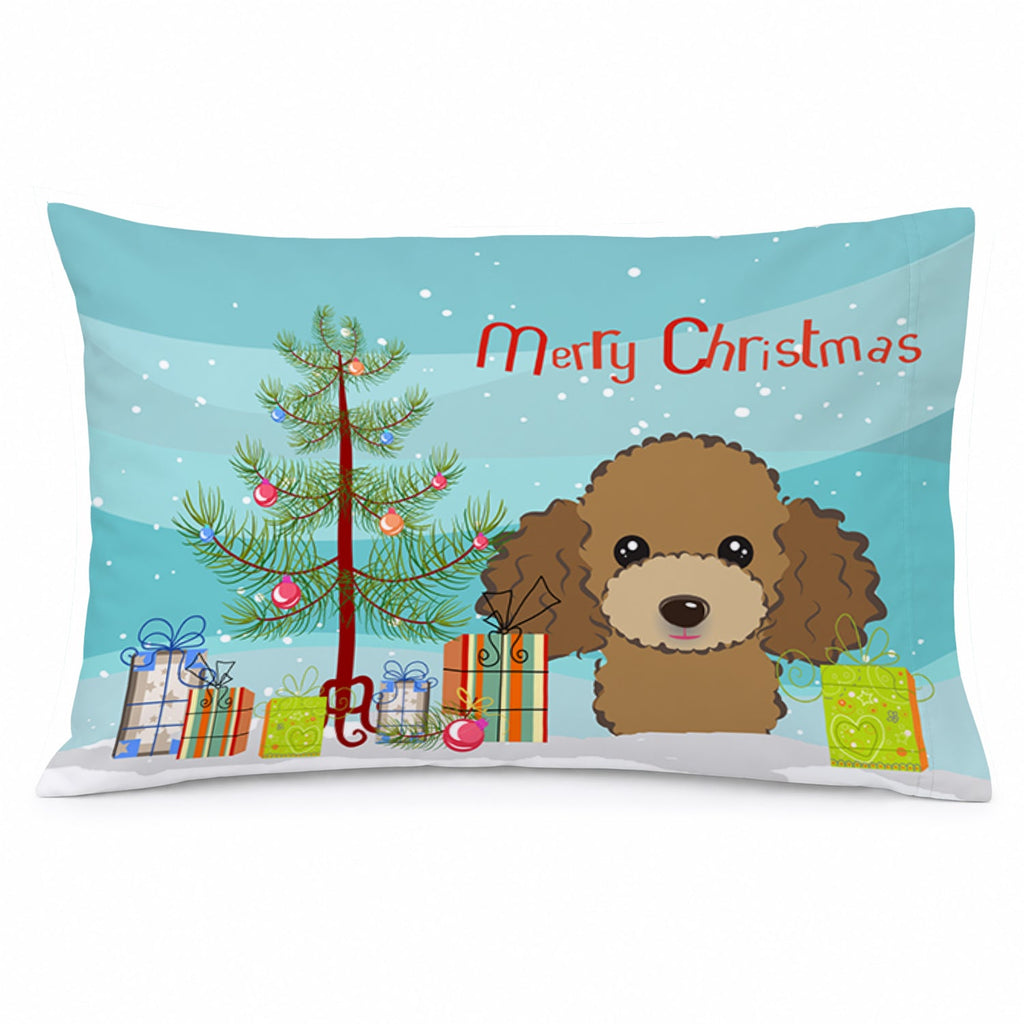 Christmas Tree and Chocolate Brown Poodle Standard Pillowcase Lightweight Super Soft Easy Care Decorative Artwork Pillowcase, Standard