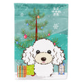 Christmas Tree and White Poodle House Flag 28x40 Porch Sleeve Pole Decorative Outside Yard Banner Artwork Wall Hanging, Polyester
