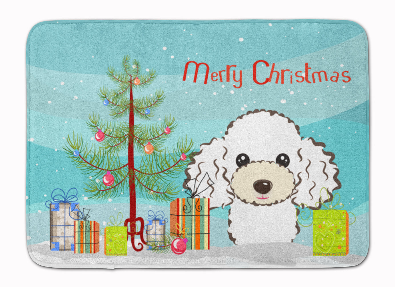 Christmas Tree and White Poodle Memory Foam Kitchen Mat Machine Washable Anti-Fatigue Cushion Comfort Bath or Kitchen Rug
