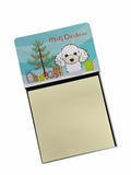 Christmas Tree and White Poodle Watercolor Sticky Note Holder Refillable Dispenser Desk Accessory 3x3 Pad Gift