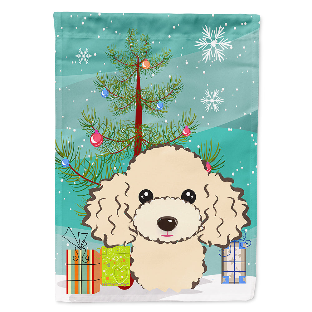 Christmas Tree and Buff Poodle House Flag 28x40 Porch Sleeve Pole Decorative Outside Yard Banner Artwork Wall Hanging, Polyester