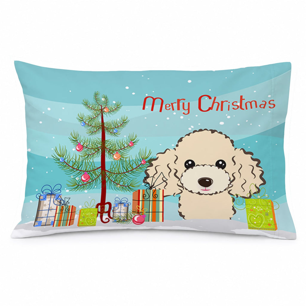 Christmas Tree and Buff Poodle Standard Pillowcase Lightweight Super Soft Easy Care Decorative Artwork Pillowcase, Standard