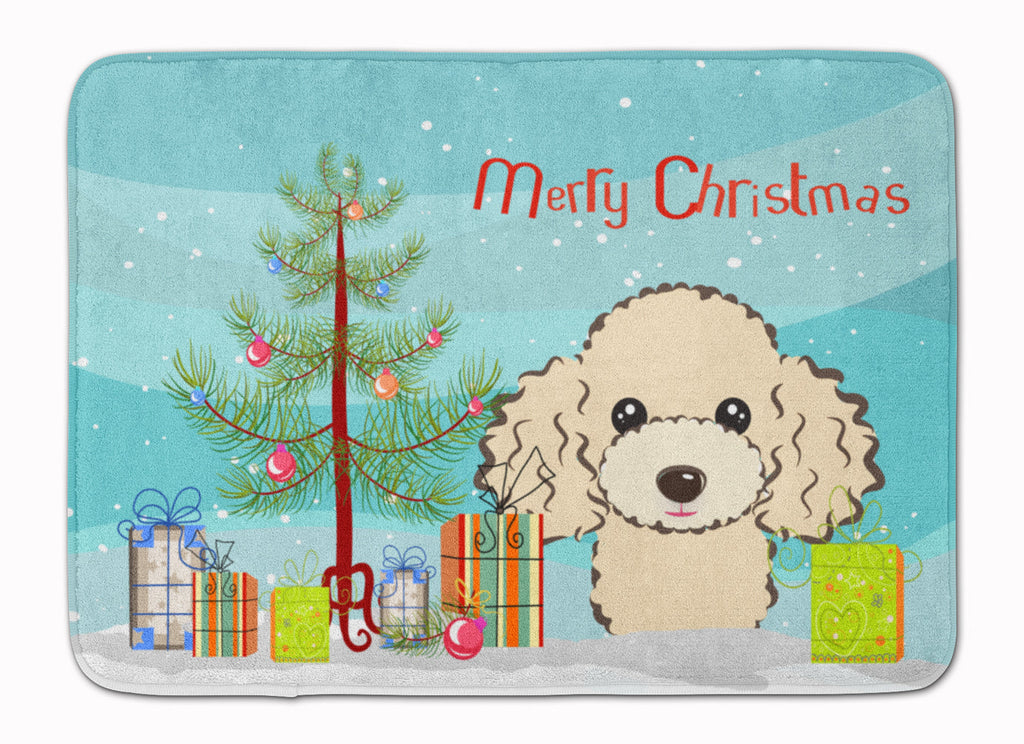 Christmas Tree and Buff Poodle Memory Foam Kitchen Mat Machine Washable Anti-Fatigue Cushion Comfort Bath or Kitchen Rug