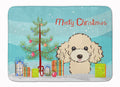 Christmas Tree and Buff Poodle Memory Foam Kitchen Mat Machine Washable Anti-Fatigue Cushion Comfort Bath or Kitchen Rug