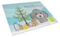 Christmas Tree and Silver Gray Poodle Cutting Board Tempered Glass Kitchen Cutting Surface, Heat Resistant Chopping, Non-Slip Feet, Food Prep & Serving