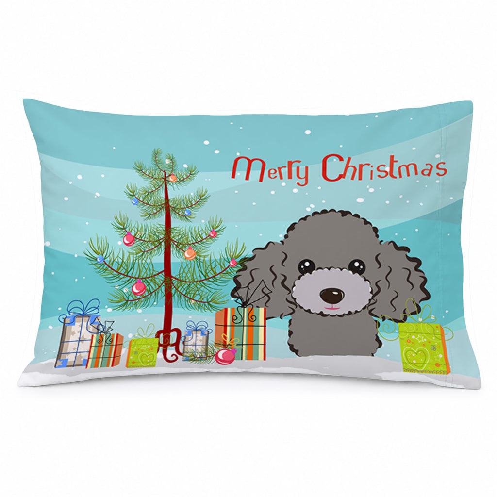 Christmas Tree and Silver Gray Poodle Standard Pillowcase Lightweight Super Soft Easy Care Decorative Artwork Pillowcase, Standard