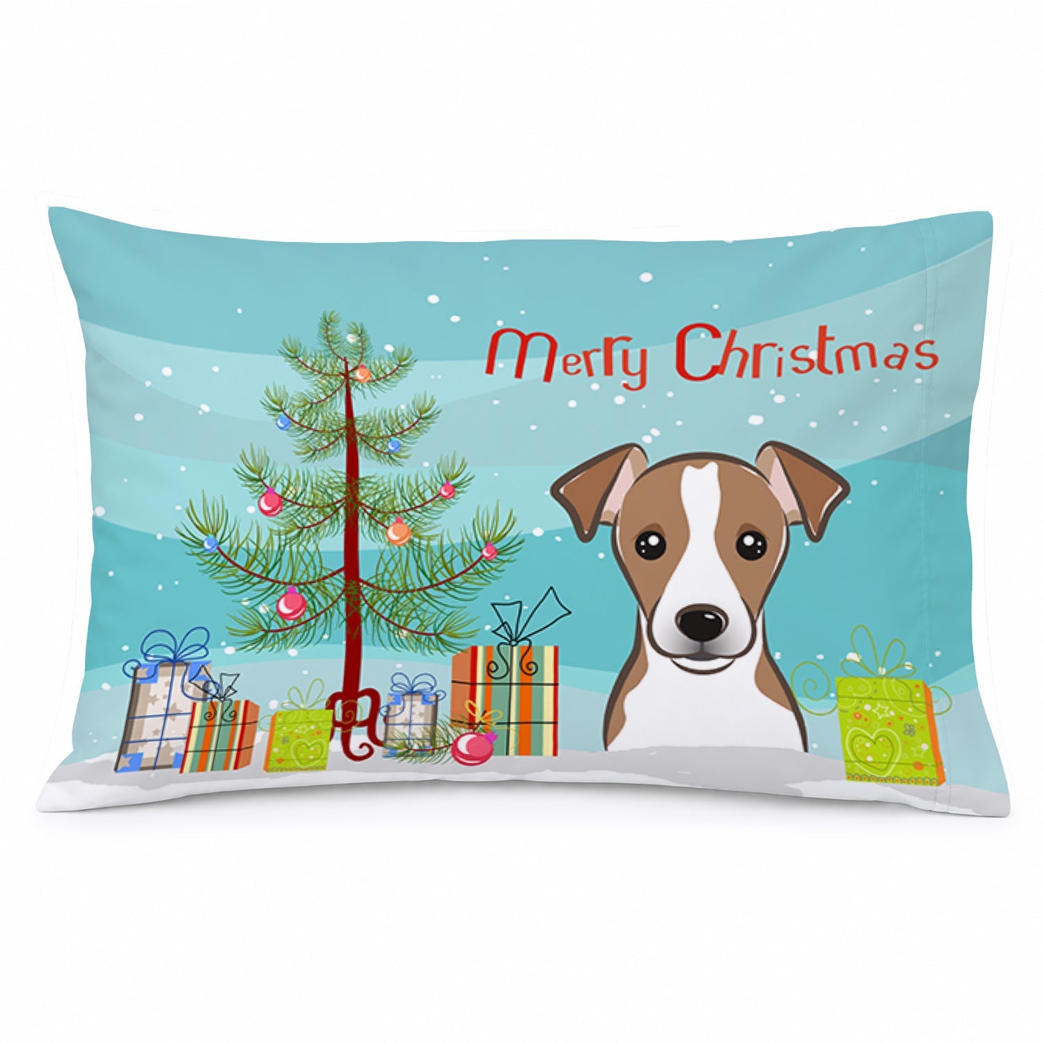 Christmas Tree and Jack Russell Terrier Standard Pillowcase Lightweight Super Soft Easy Care Decorative Artwork Pillowcase, Standard