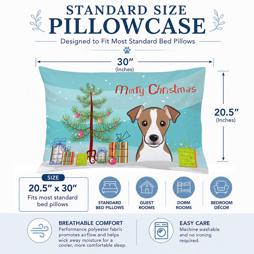 Christmas Tree and Jack Russell Terrier Standard Pillowcase Lightweight Super Soft Easy Care Decorative Artwork Pillowcase, Standard