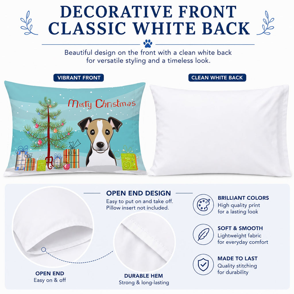 Christmas Tree and Jack Russell Terrier Standard Pillowcase Lightweight Super Soft Easy Care Decorative Artwork Pillowcase, Standard