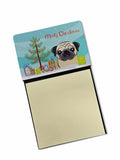 Christmas Tree and Fawn Pug Watercolor Sticky Note Holder Refillable Dispenser Desk Accessory 3x3 Pad Gift