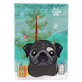 Christmas Tree and Black Pug House Flag 28x40 Porch Sleeve Pole Decorative Outside Yard Banner Artwork Wall Hanging, Polyester